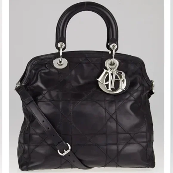 Authentic Dior Gorgeous Black Medium Leather Cannage Granville Bag - Picture 2 of 16